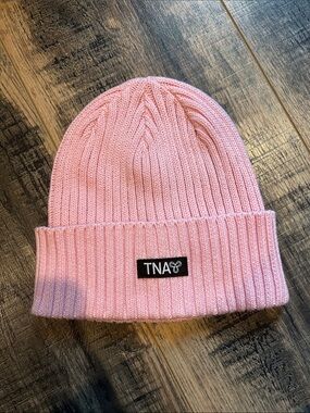 TNA Light Pink Ribbed Cuffed Beanie